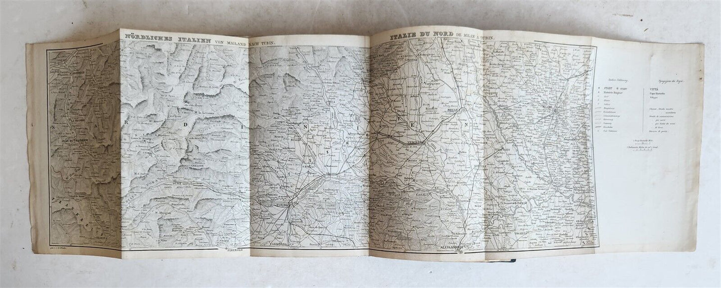1857 ITALIAN TRAVELLER'S BOOK by Dr.FORSTER in GERMAN antique ILLUSTRATED w/MAPS
