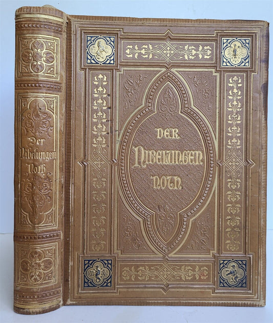 1867 SONG of NIBELUNGS antique STUNNING BINDING ILLUSTRATIONS Der Nibelungen Not