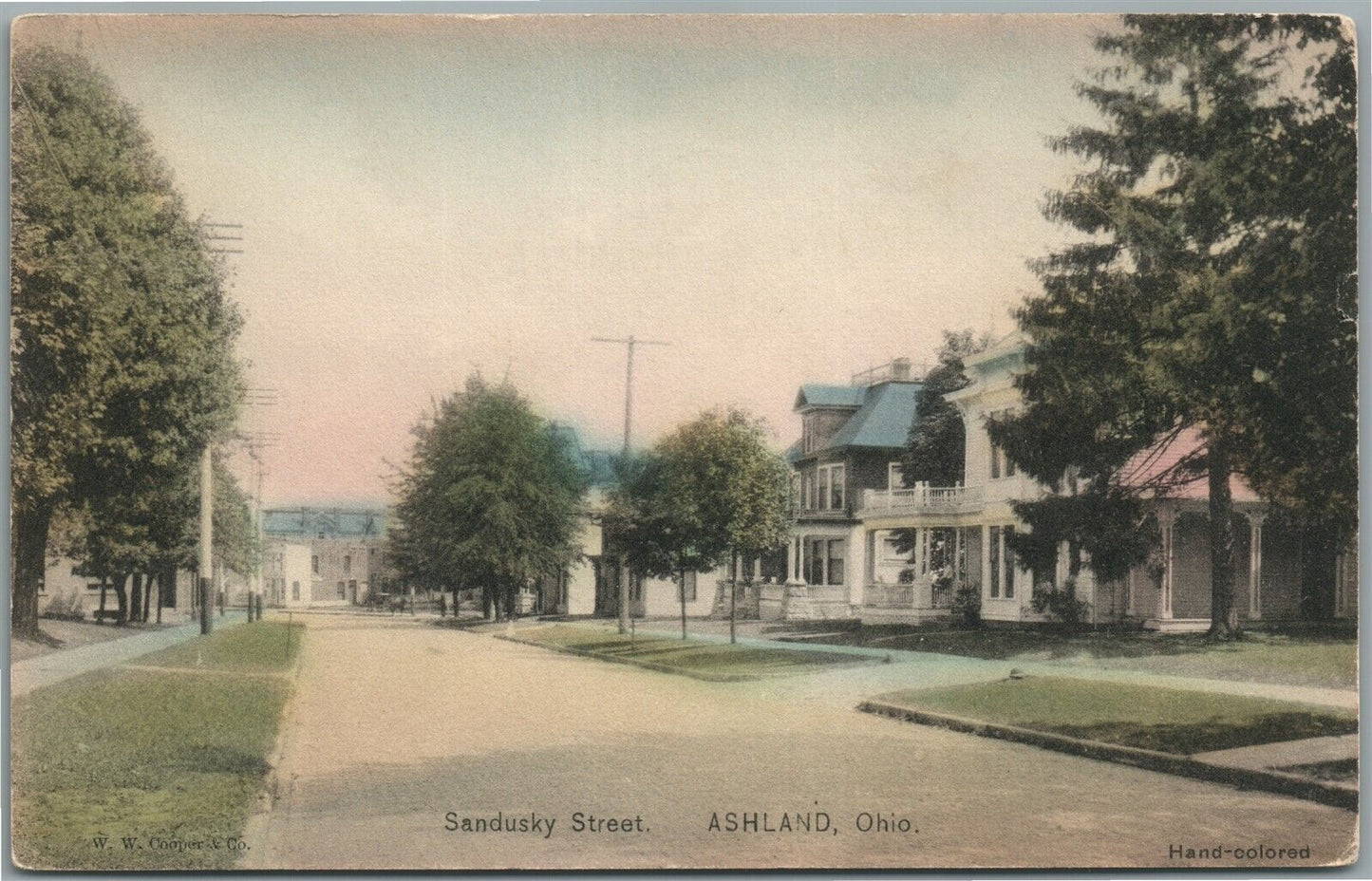 ASHLAND OH SANDUSKY STREET ANTIQUE POSTCARD