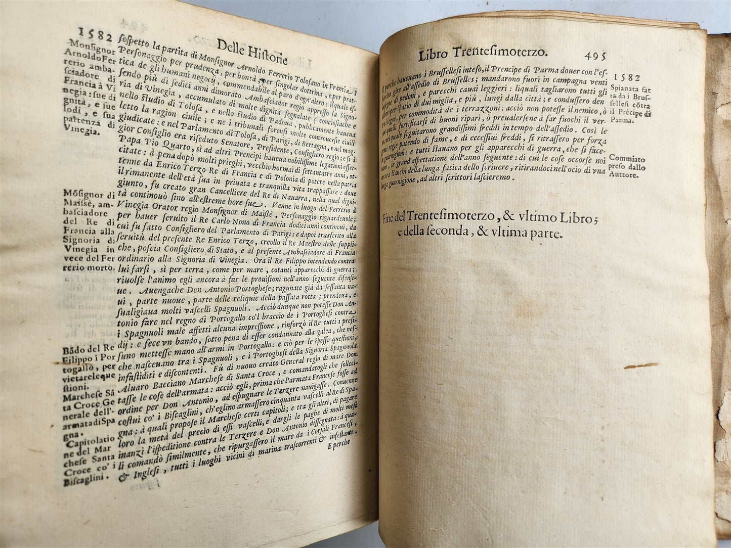 1589 HISTORY of ITALY by NATALE CONTI 2 VOLS antique VELLUM BOUND 16th CENTURY
