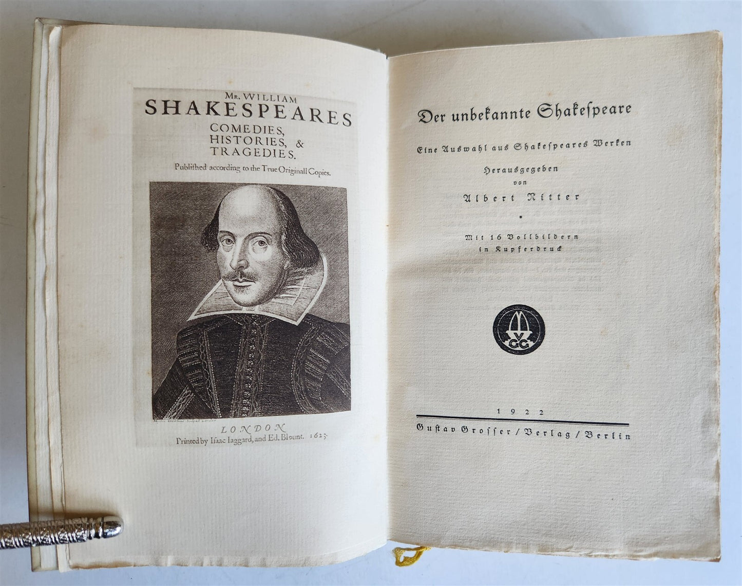 1922 UNKNOWN SHAKSPEARE antique FINE VELLUM BINDING illustrated LIMITED EDITION