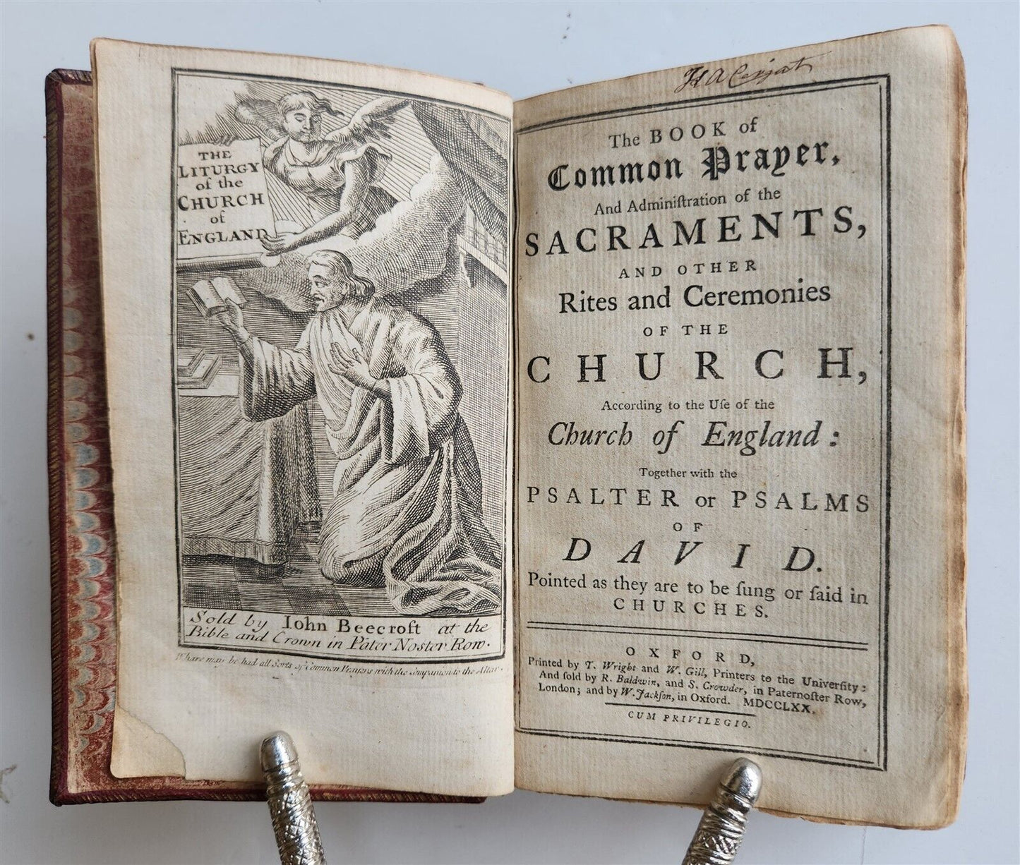 1770 BOOK of COMMON PRAYER & PSALTER in ENGLISH antique ORIGINAL BINDING
