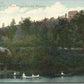 POCONO MANOR PA BOAT HOUSE ON LAKE MINAUSIN 1909 ANTIQUE POSTCARD