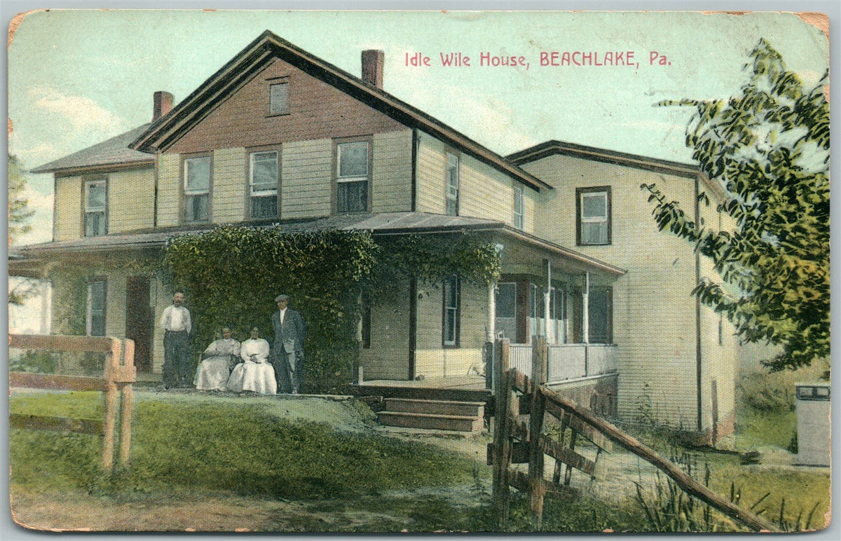 BEACHLAKE PA IDLE WILE HOUSE 1913 ANTIQUE POSTCARD