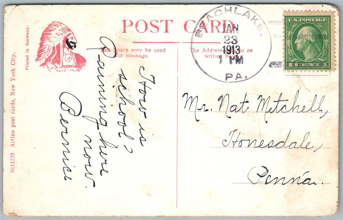 BEACHLAKE PA IDLE WILE HOUSE 1913 ANTIQUE POSTCARD