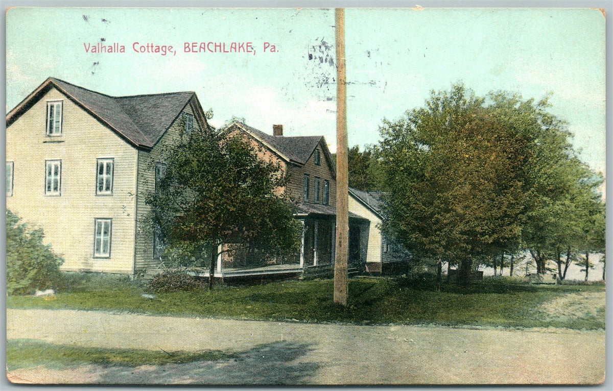 BEACHLAKE PA VALHALLA COTTAGE 1912 ANTIQUE POSTCARD