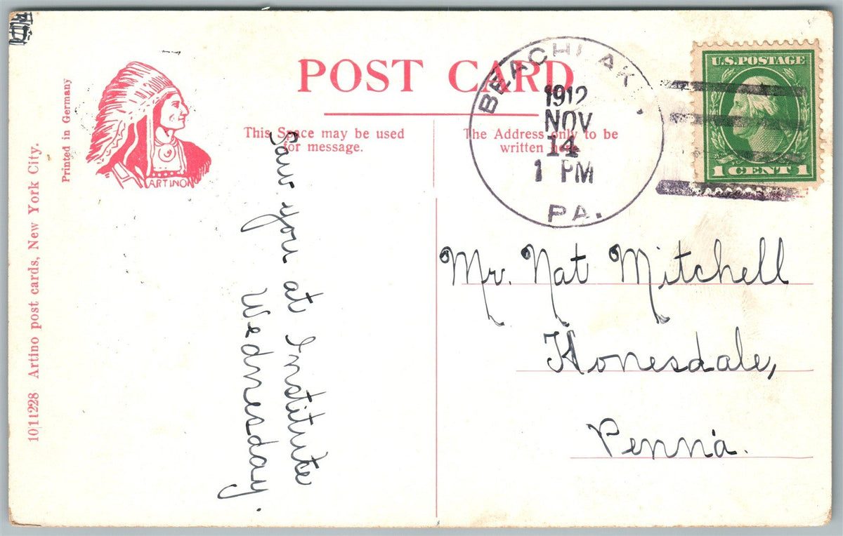 BEACHLAKE PA VALHALLA COTTAGE 1912 ANTIQUE POSTCARD