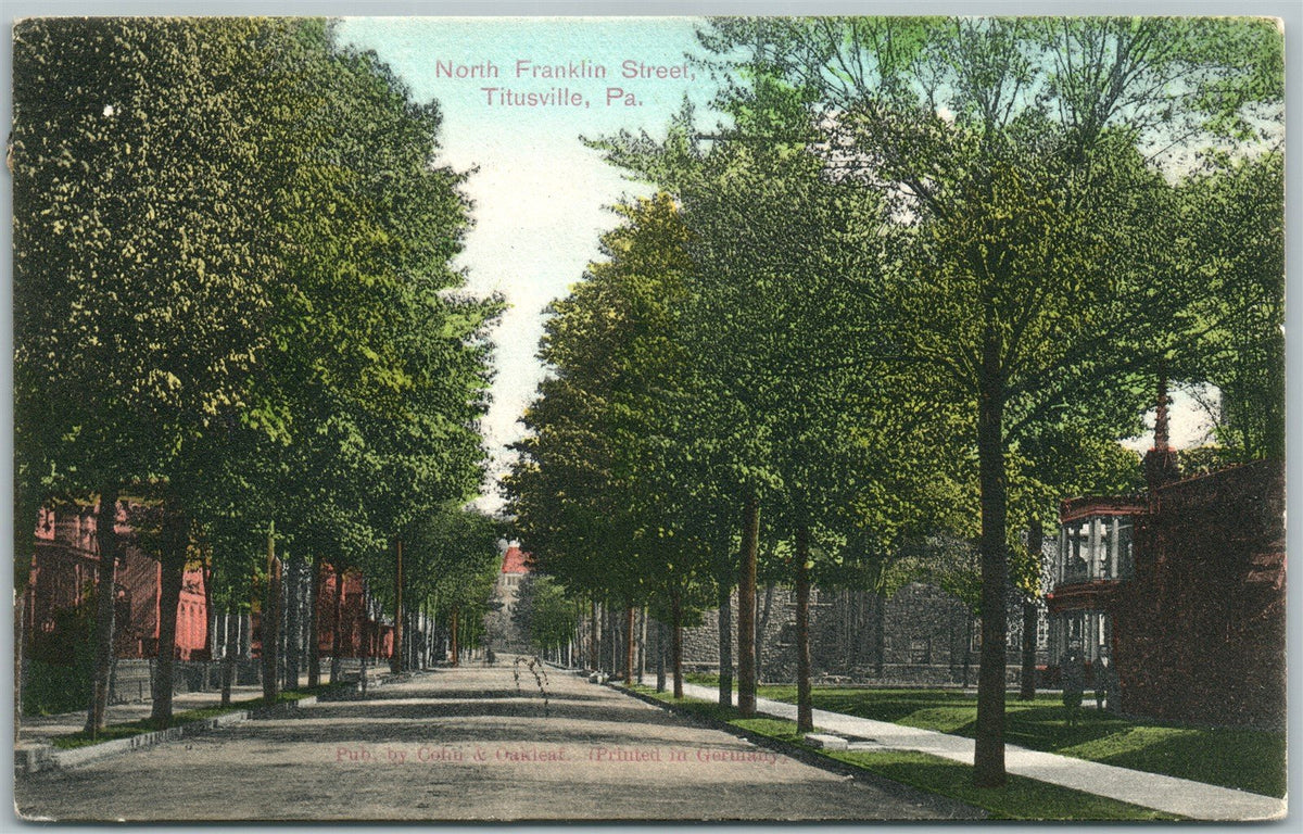 TITUSVILLE PA NORTH FRANKLIN STREET 1907 ANTIQUE POSTCARD