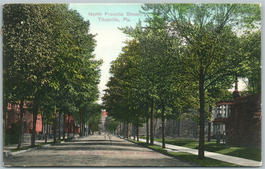 TITUSVILLE PA NORTH FRANKLIN STREET 1907 ANTIQUE POSTCARD