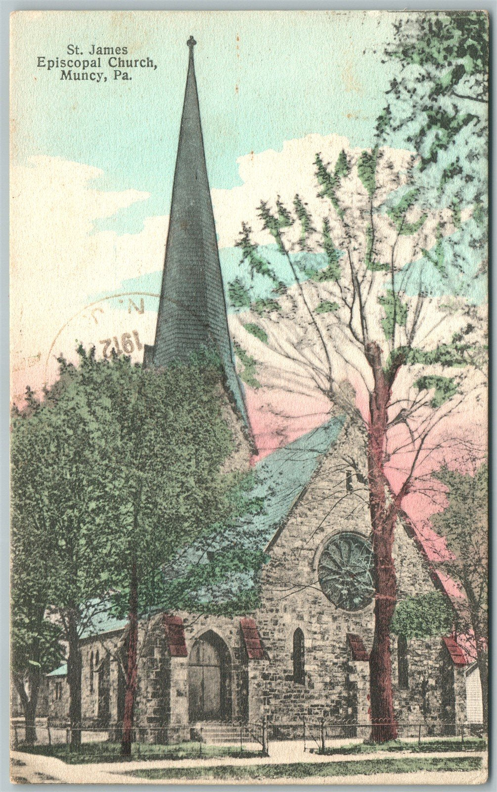 MUNCY PA ST.JAMES EPISCOPAL CHURCH 1912 ANTIQUE POSTCARD