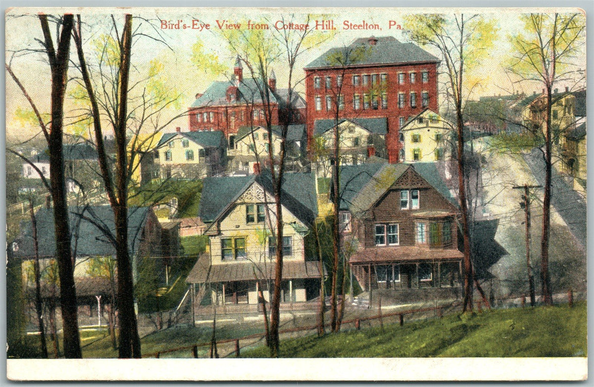 STEELTON PA VIEW FROM COTTAGE HILL ANTIQUE POSTCARD