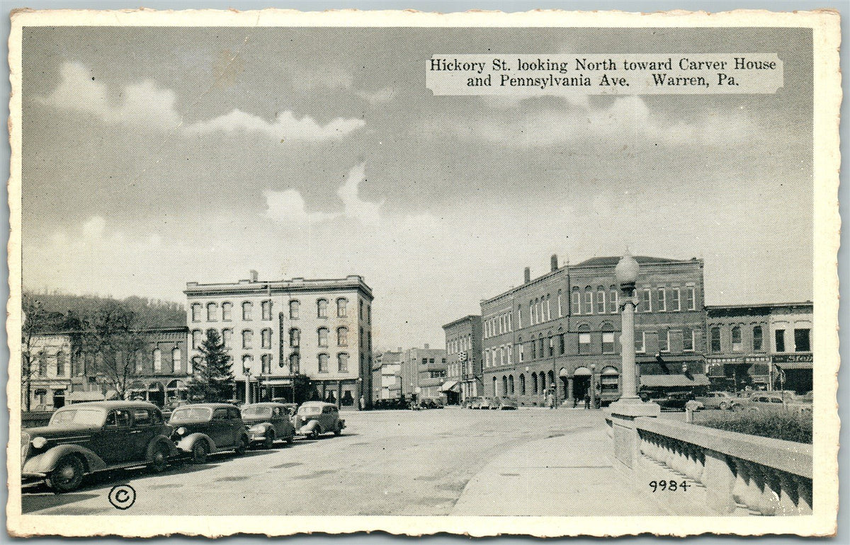WARREN PA HICKORY STREET 1946 VINTAGE POSTCARD