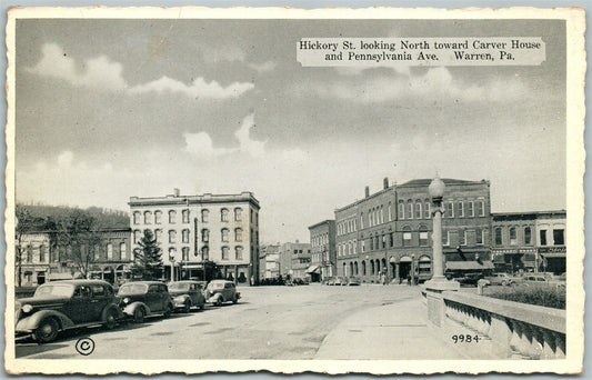 WARREN PA HICKORY STREET 1946 VINTAGE POSTCARD