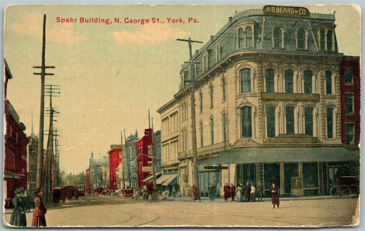 YORK PA SPAHR BUILDING ST.GEORGE STREET 1910 ANTIQUE POSTCARD