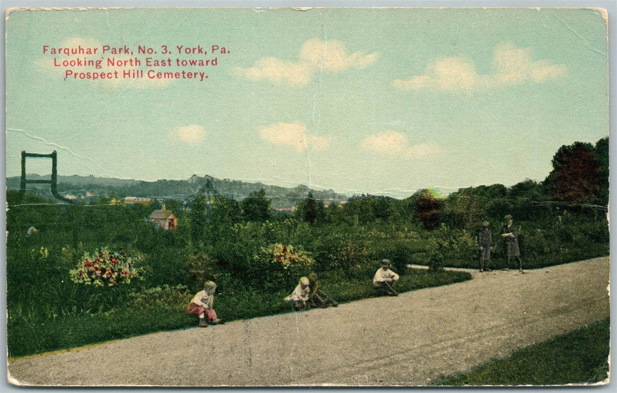 YORK PA FARQUHAR PARK PROSPECT HILL CEMETERY 1912 ANTIQUE POSTCARD