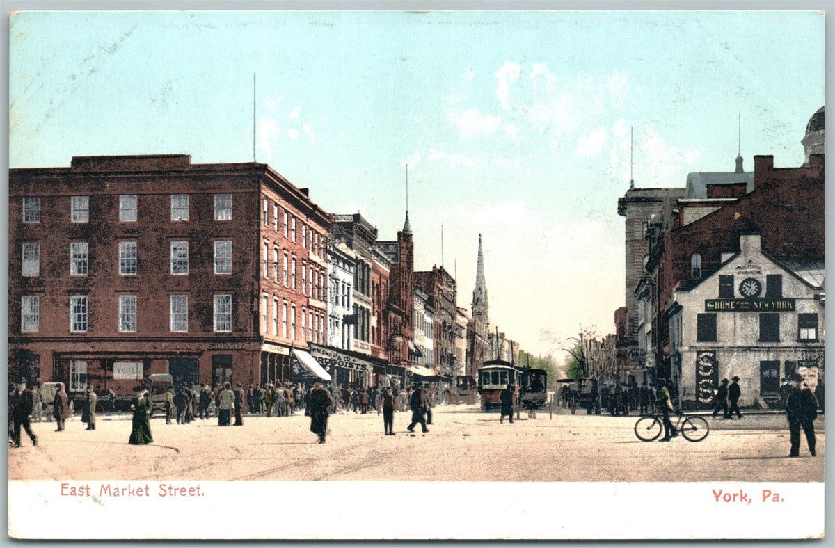 YORK PA EAST MARKET STREET UNDIVIDED ANTIQUE POSTCARD