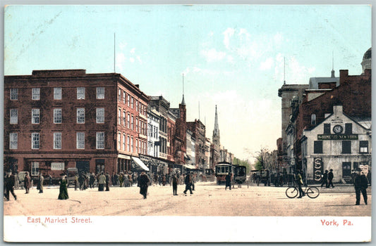 YORK PA EAST MARKET STREET UNDIVIDED ANTIQUE POSTCARD