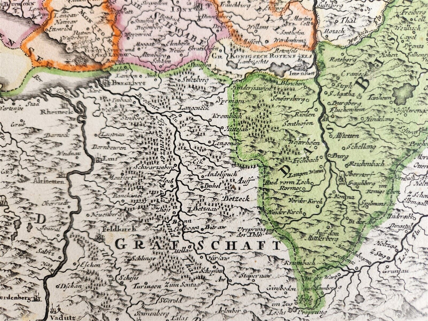 1720s MAP of GERMANY SWABIA by J.B.HOMANN antique AUTHENTIC hand colored