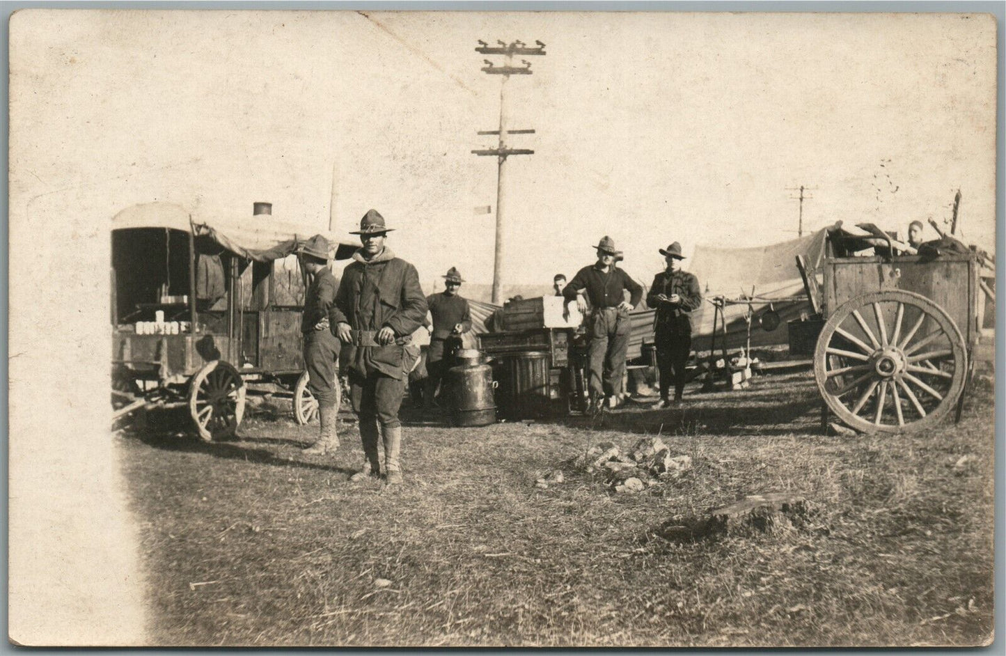 WWI ERA AMERICAN SOLDIERS ANTIQUE REAL PHOTO POSTCARD RPPC