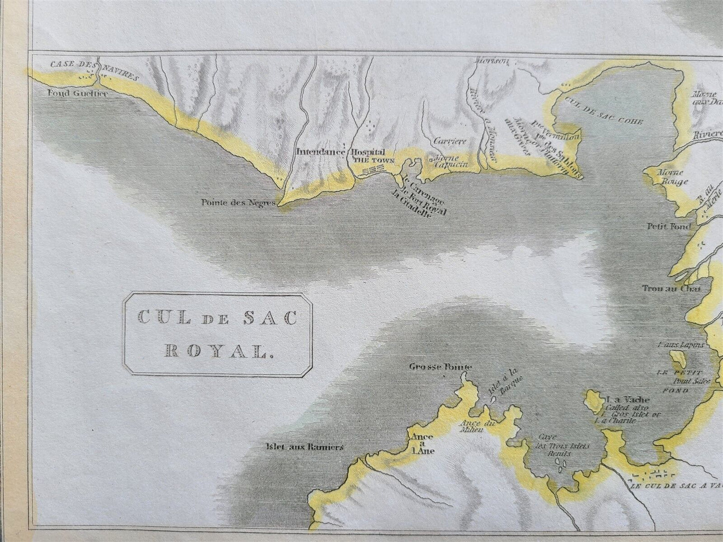 1814 MAP of WEST INDIA ISLANDS Carribean MARTINICO & DOMINICA antique 21 x 28"