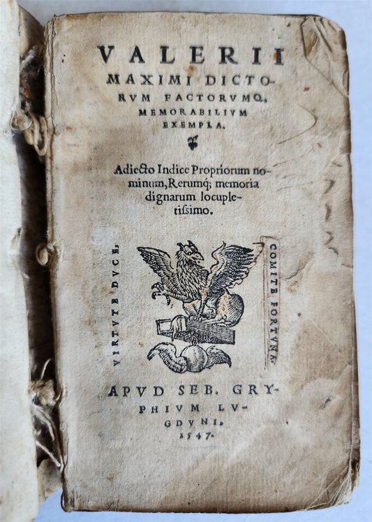 1547 Valerii Maximi dictorum factorumq memorabilium exempla antique 16th CENTURY