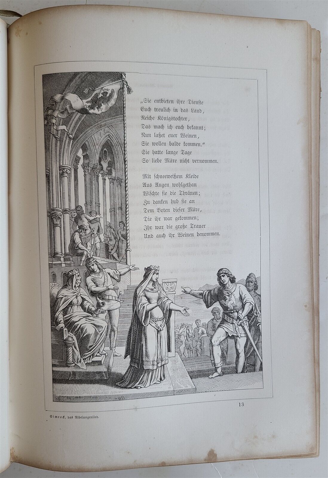 1867 SONG of NIBELUNGS antique STUNNING BINDING ILLUSTRATIONS Der Nibelungen Not