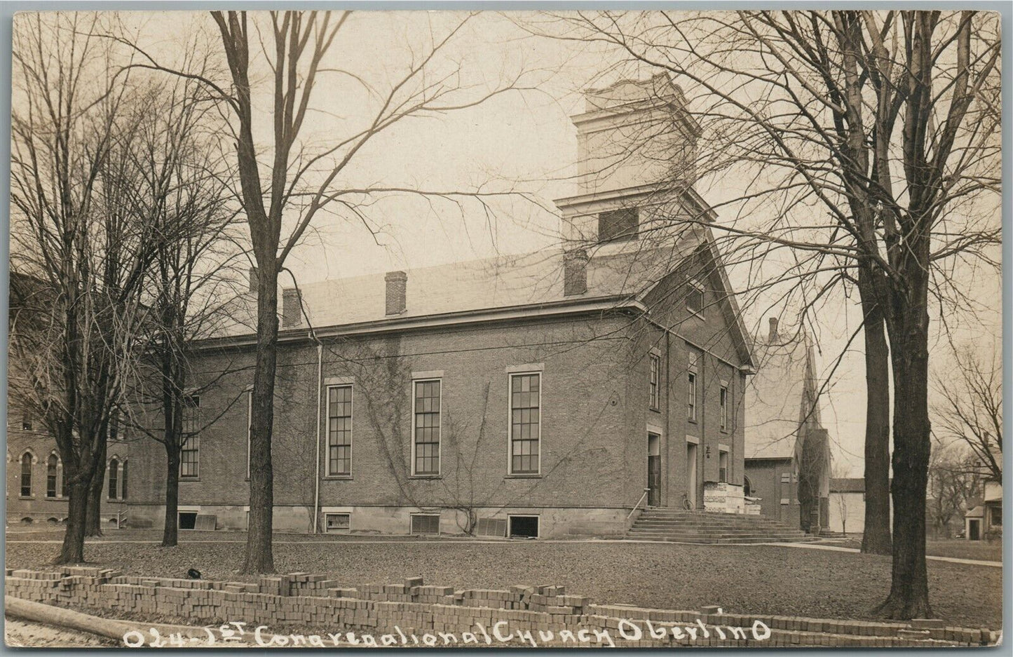 OBERLIN OH 1st CONGREGATIONAL CHURCH ANTIQUE REAL PHOTO POSTCARD RPPC