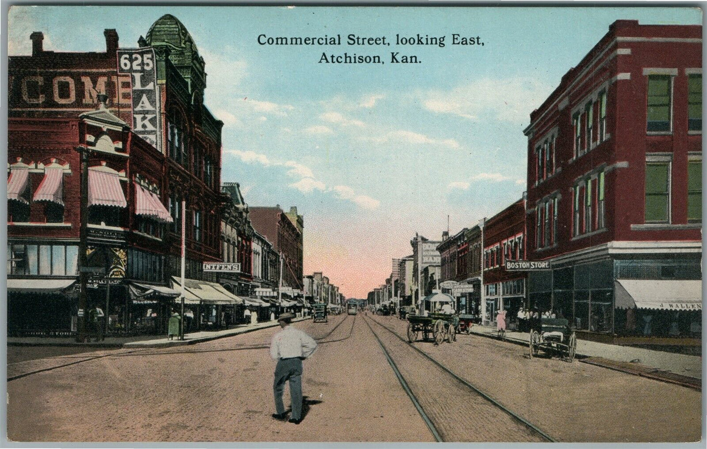 ATCHISON KS COMMERCIAL STREET ANTIQUE POSTCARD