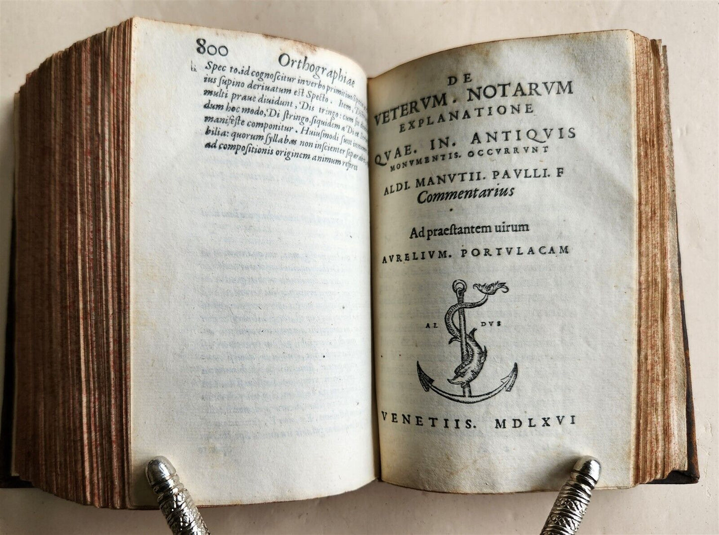 1566 ALDINE PRESS ORTHOGRAPHIAE RATION Ab. ALDO MANUTIO antique 16th CENTURY
