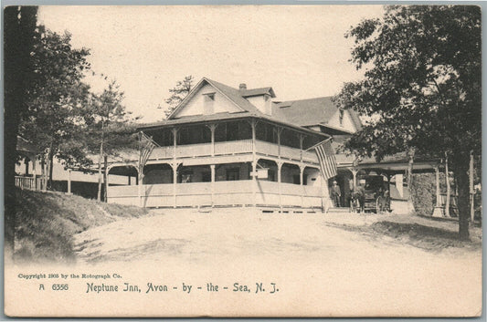AVON BY THE SEA NJ NEPTUNE INN ANTIQUE POSTCARD