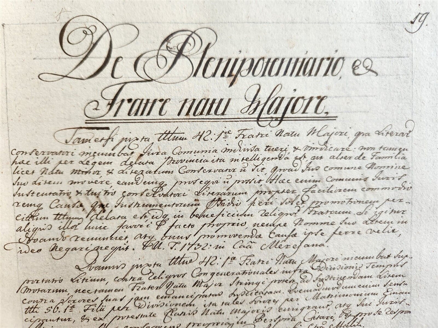 1769 LAW MANUSCRIPT in LATIN antique FOLIO 200 pages COURT DECISIONS