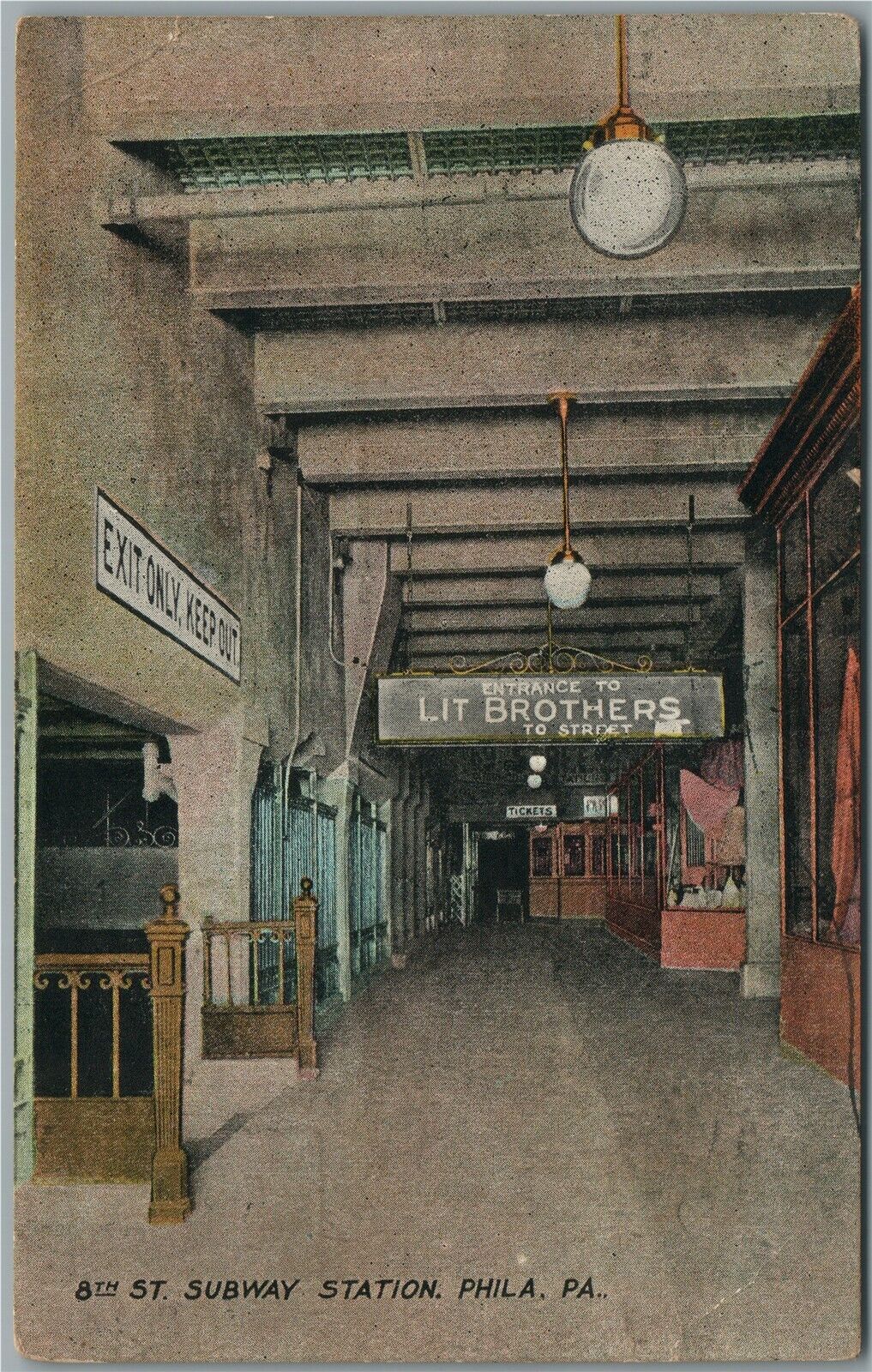 PHILADELPHIA PA SUBWAY STATION ANTIQUE POSTCARD