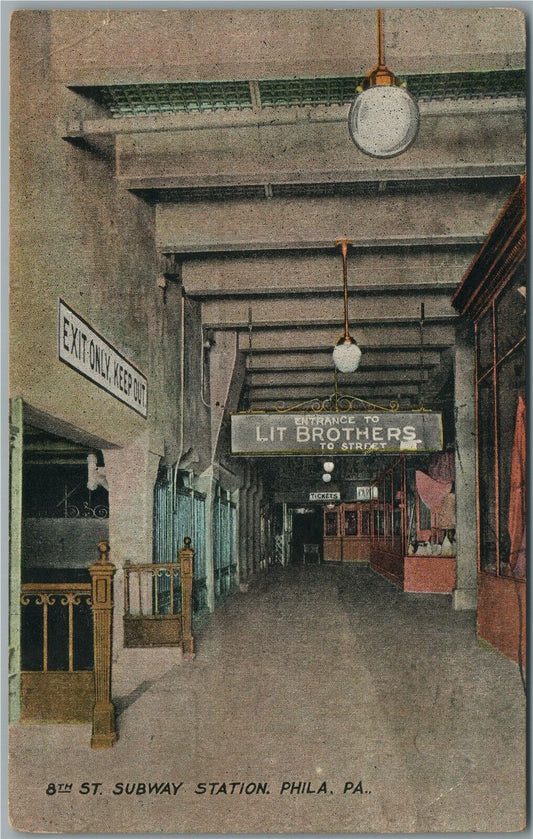PHILADELPHIA PA SUBWAY STATION ANTIQUE POSTCARD