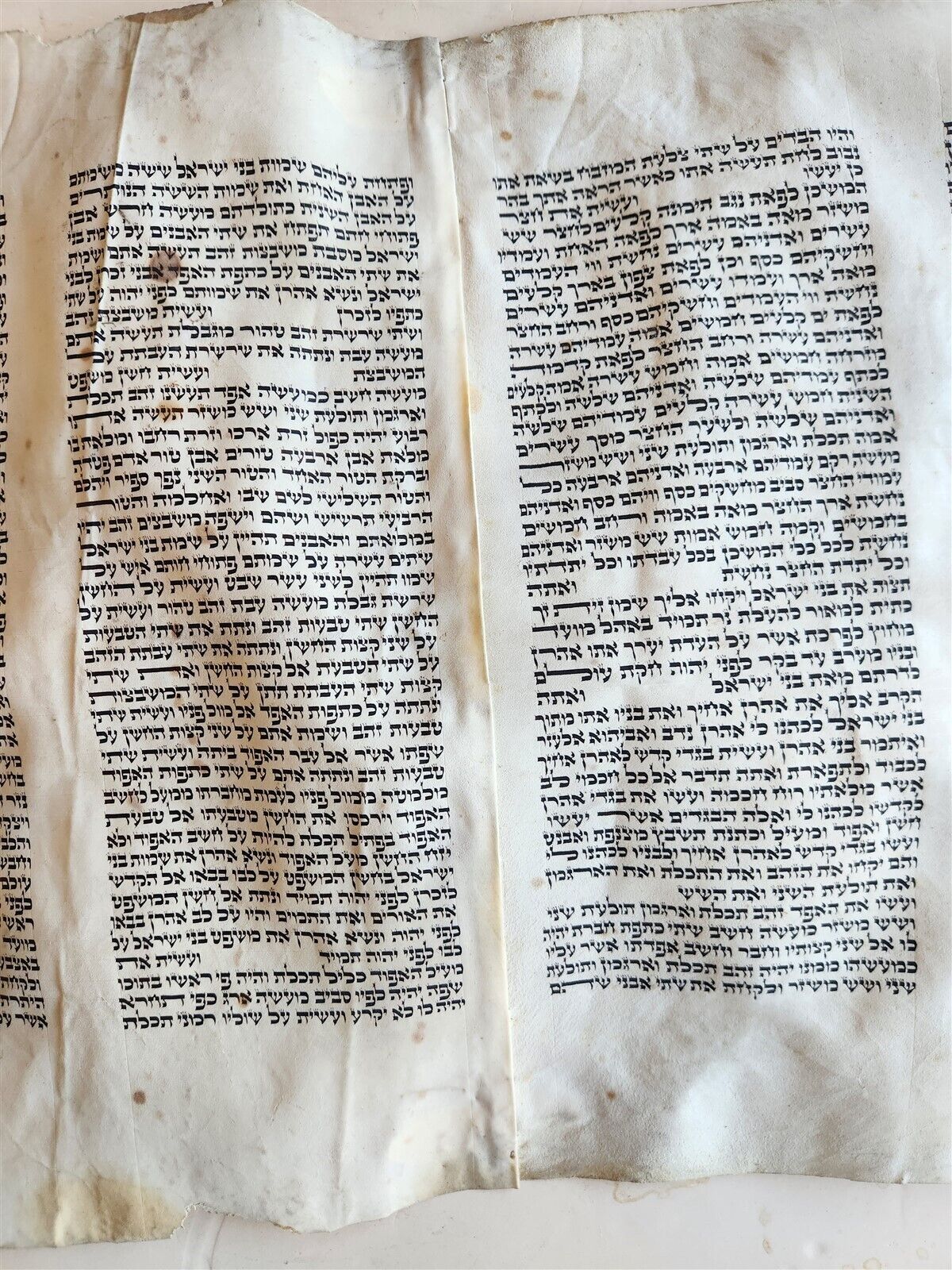 TORAH SCROLL FRAGMENT MANUSCRIPT on VELLUM antique BIBLE EXODUS 21:28-34:35