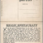 NEW YORK NY RIGG'S RESTAURANT ADVERTISING FOLDING DOUBLE ANTIQUE POSTCARD