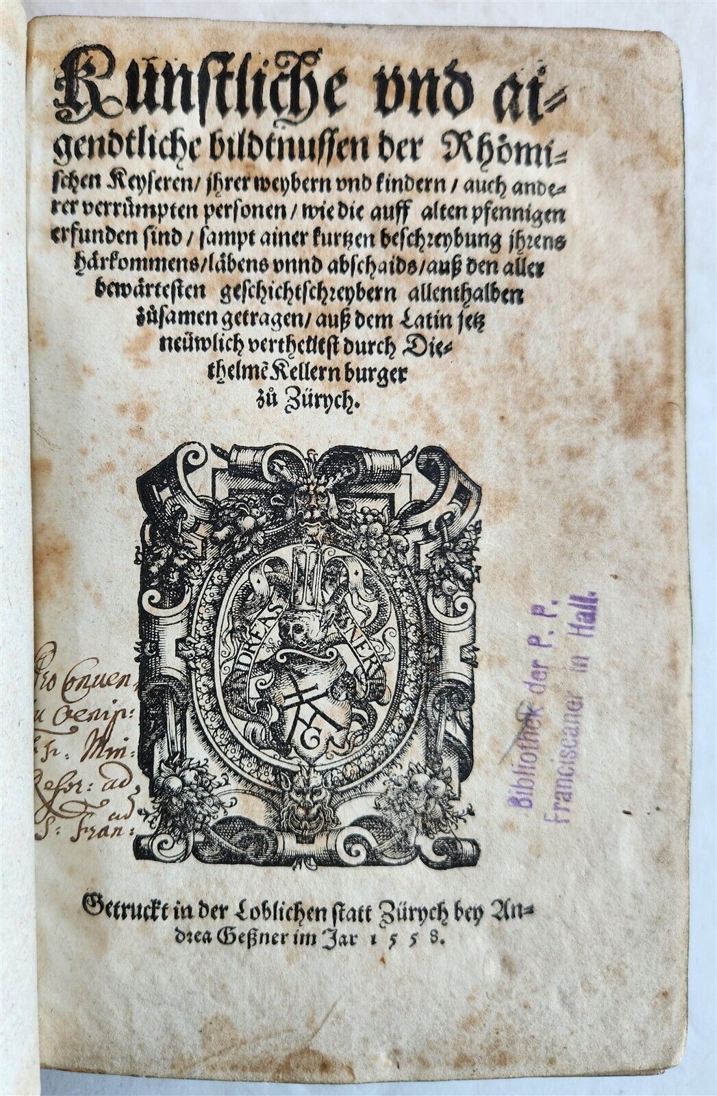 1558 NUMISMATICS antique ILLUSTRATED w/ 722 WOODCUTS Roman & German coins