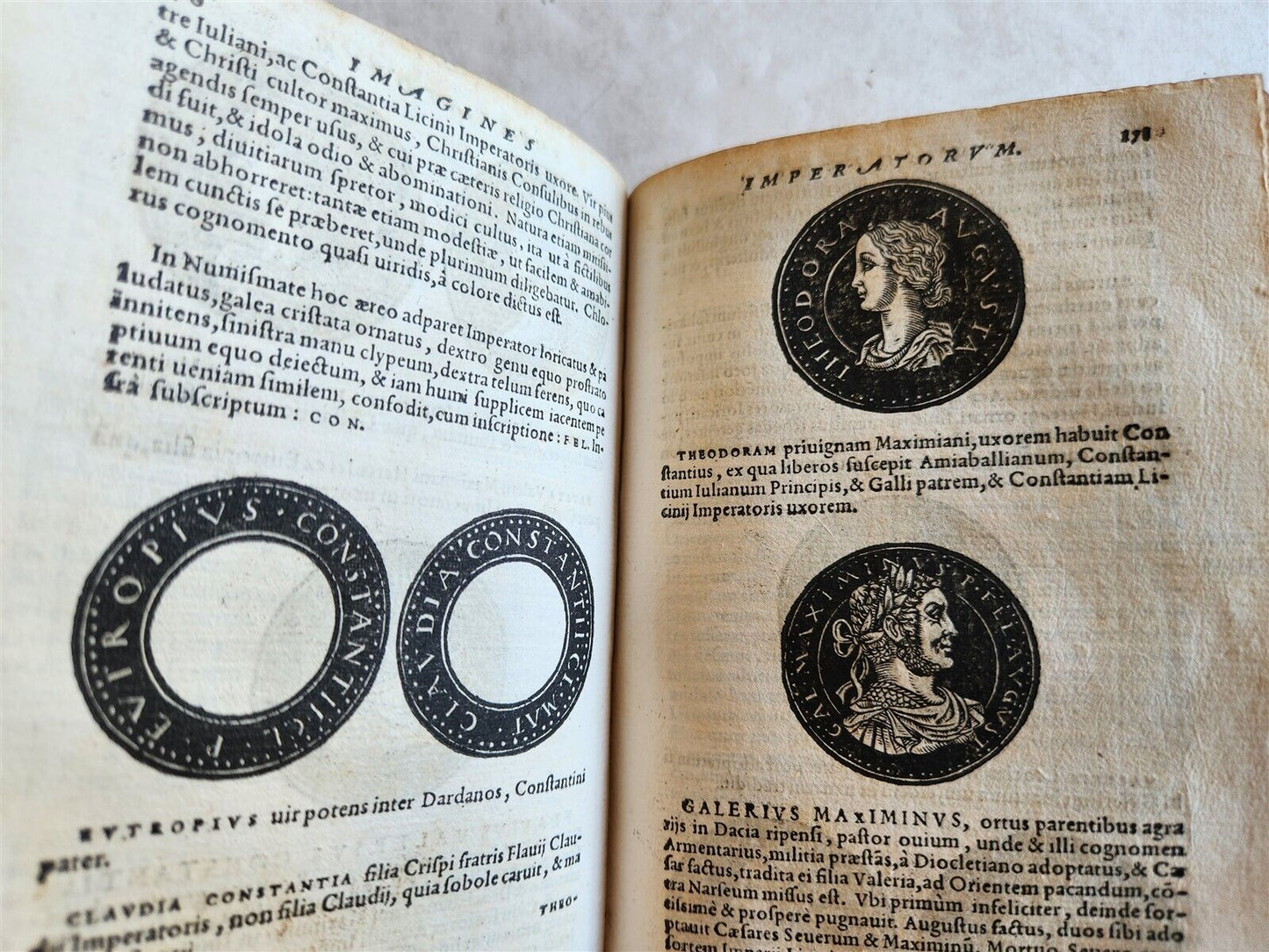 1557 NUMISMATICS antique ILLUSTRATED w/ 400 WOODCUTS Roman & German coins