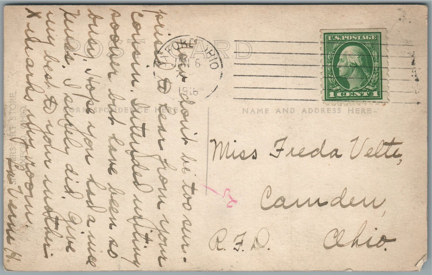 OXFORD OH COLLEGE 1916 ANTIQUE REAL PHOTO POSTCARD RPPC