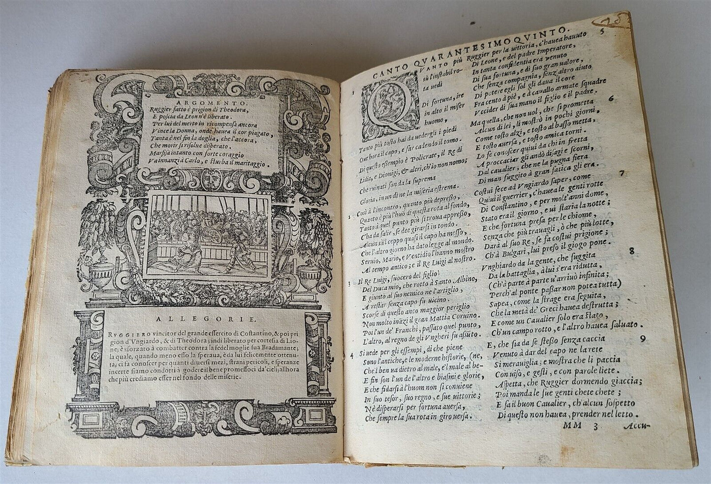 1583 ORLANDO FURIOSO by Ludovico ARIOSTO STRIKINGLY ILLUSTRATED antique vellum