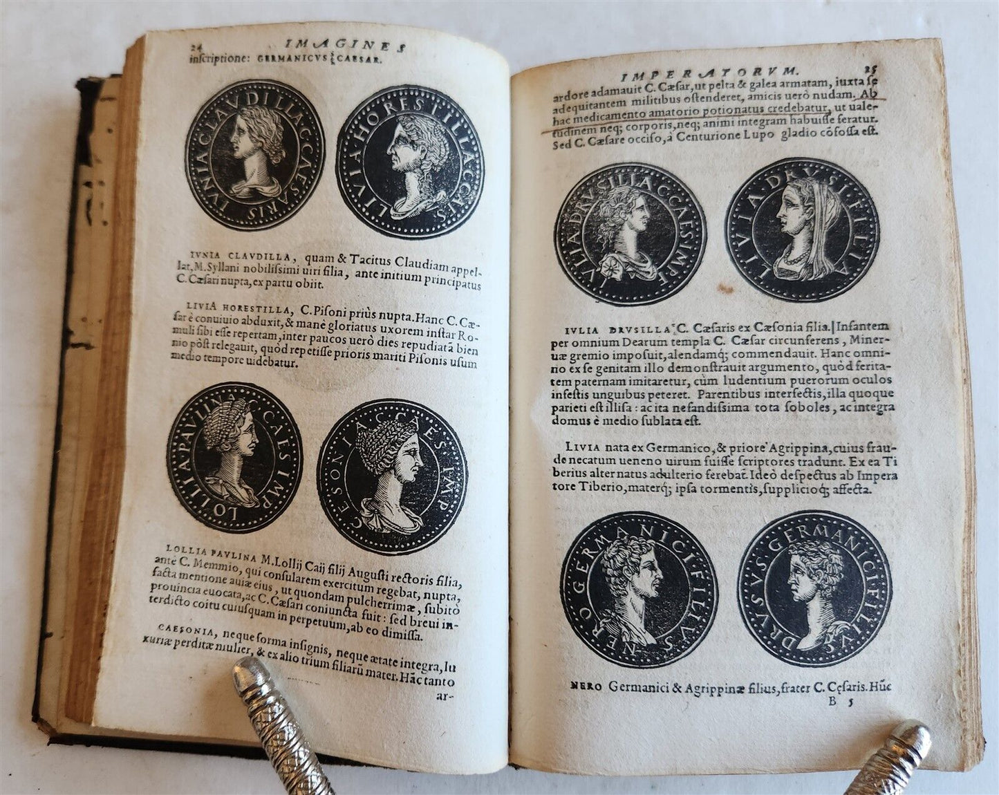 1557 NUMISMATICS antique ILLUSTRATED w/ 400 WOODCUTS Roman & German coins