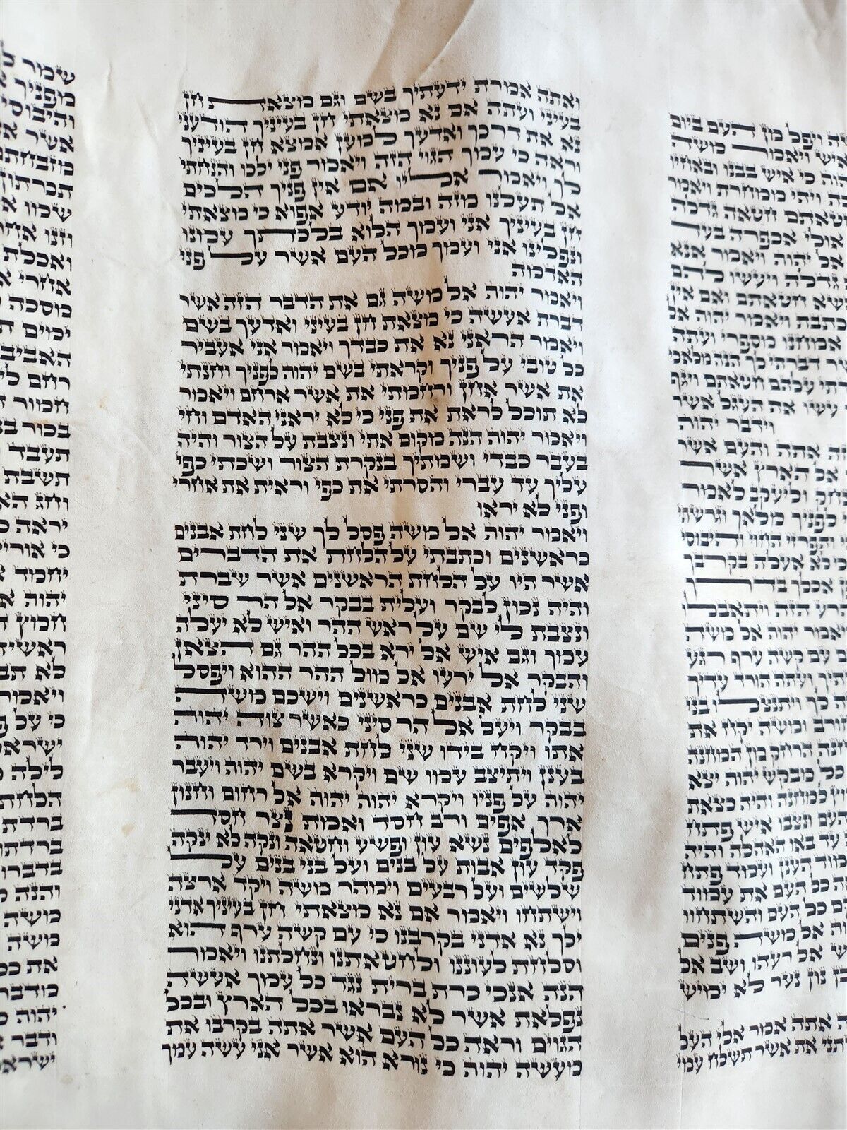 TORAH SCROLL FRAGMENT MANUSCRIPT on VELLUM antique BIBLE EXODUS 21:28-34:35