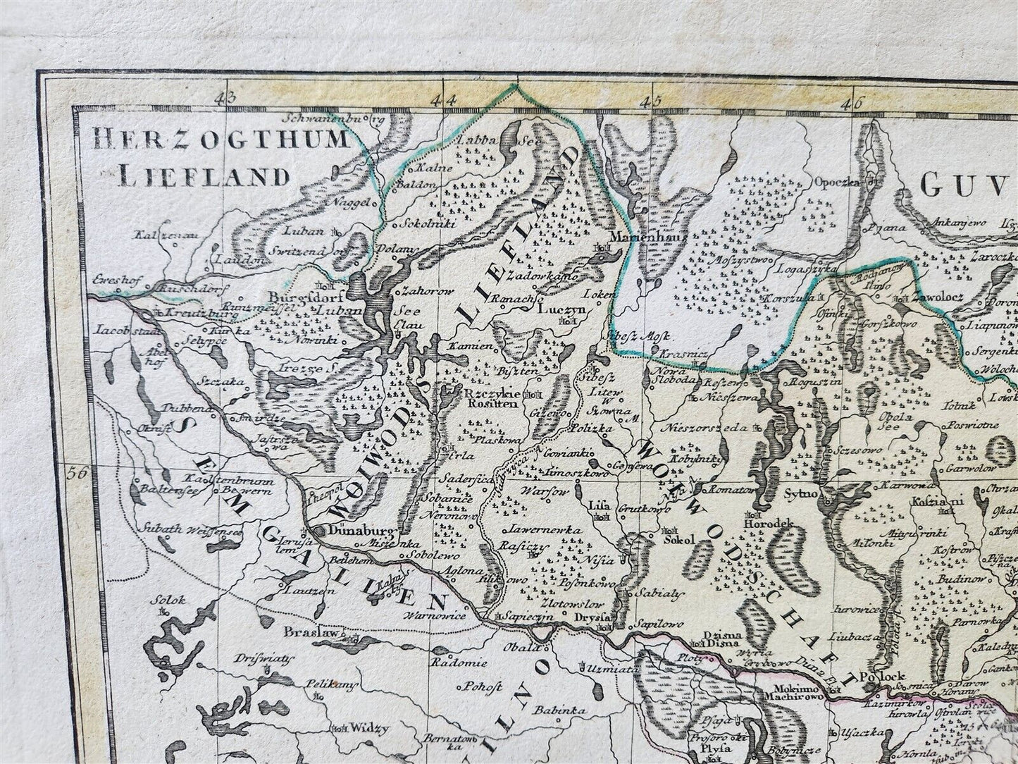 1775 MAP of RUSSIAN LITHUANIA BELARUS antique CHARTE von RUSSISCH LITAUEN rare
