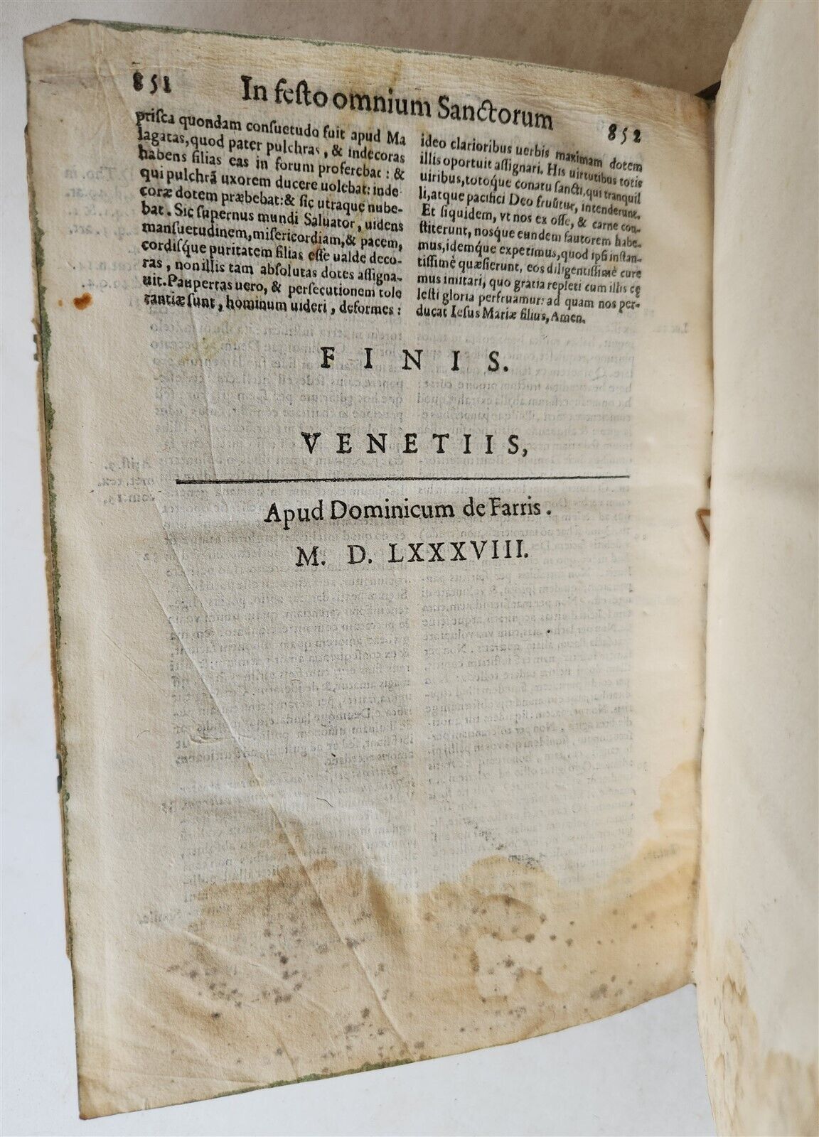 1588 SERMONS of PORTUGUESE THEOLOGIAN F. DIAZ 2 VOLUMES antique PIGSKIN BINDING