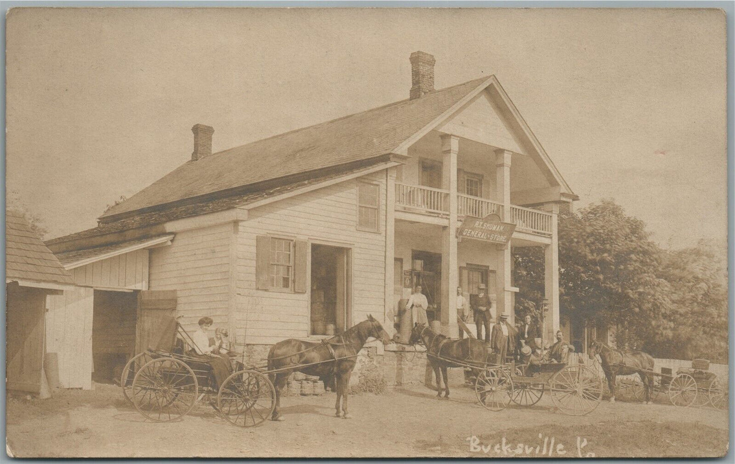 BUCKSVILLE PA R.T.SHUMAN STORE ANTIQUE REAL PHOTO POSTCARD RPPC
