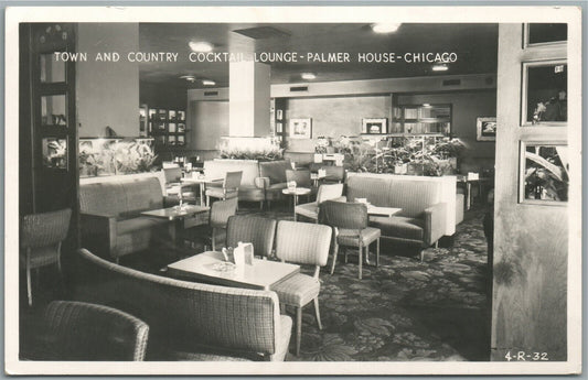 CHICAGO IL PALMER HOUSE COCKTAIL LOUNGE VINTAGE REAL PHOTO POSTCARD RPPC