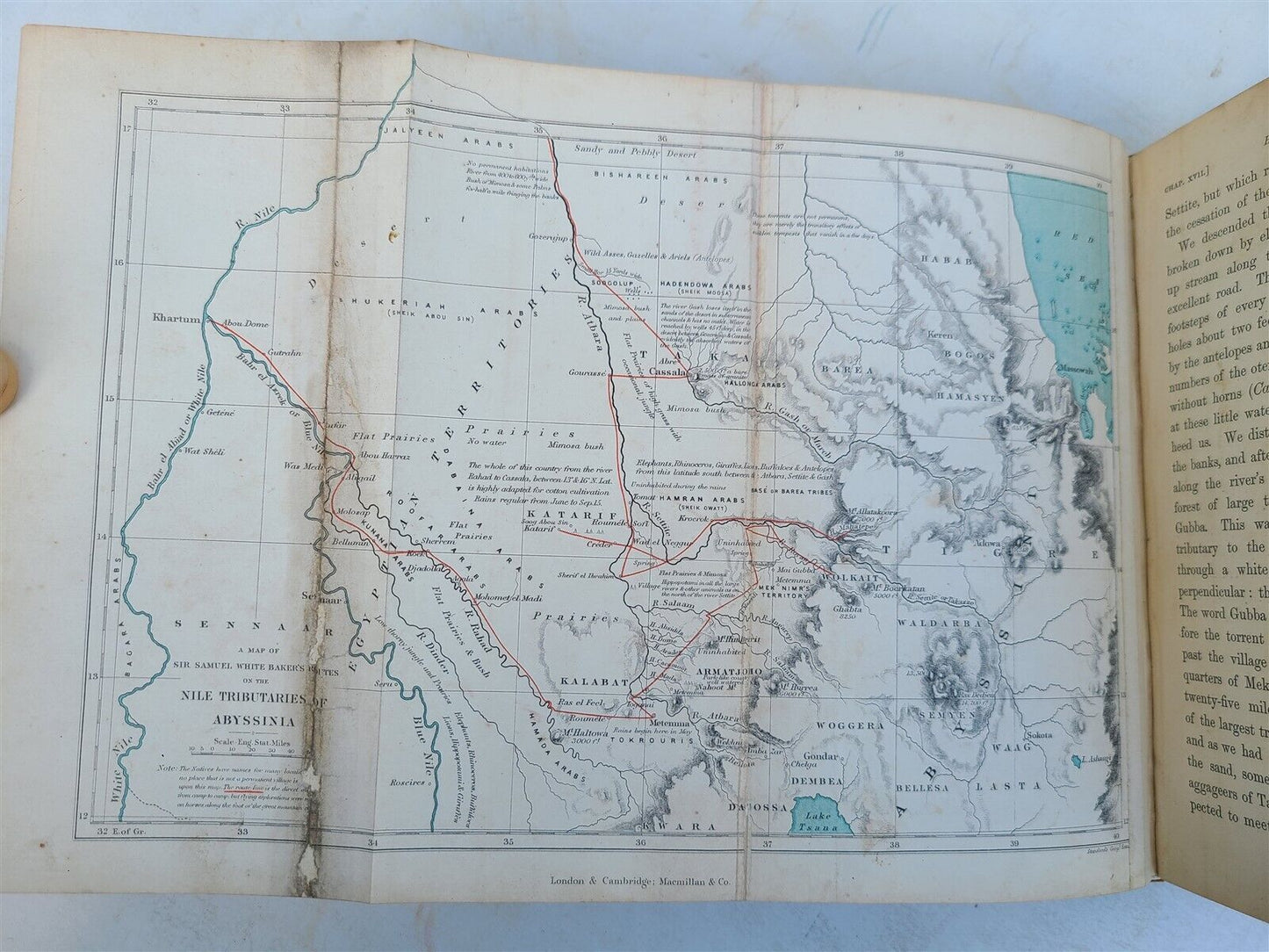 1868 NILE TRIBUTARIES OF ABYSSINIA SWORD HUNTERS of HAMRAN ARABS ILLUSTR antique