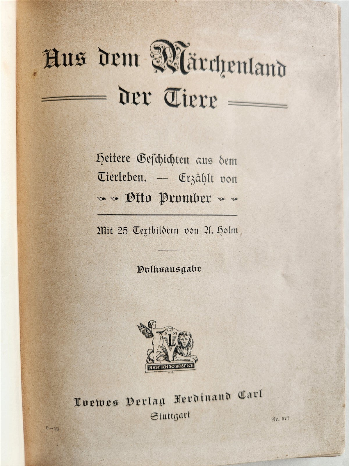 1900s ILLUSTRATED GERMAN CHILDREN BOOK antique FAIRYTALE LAND OF ANIMALS