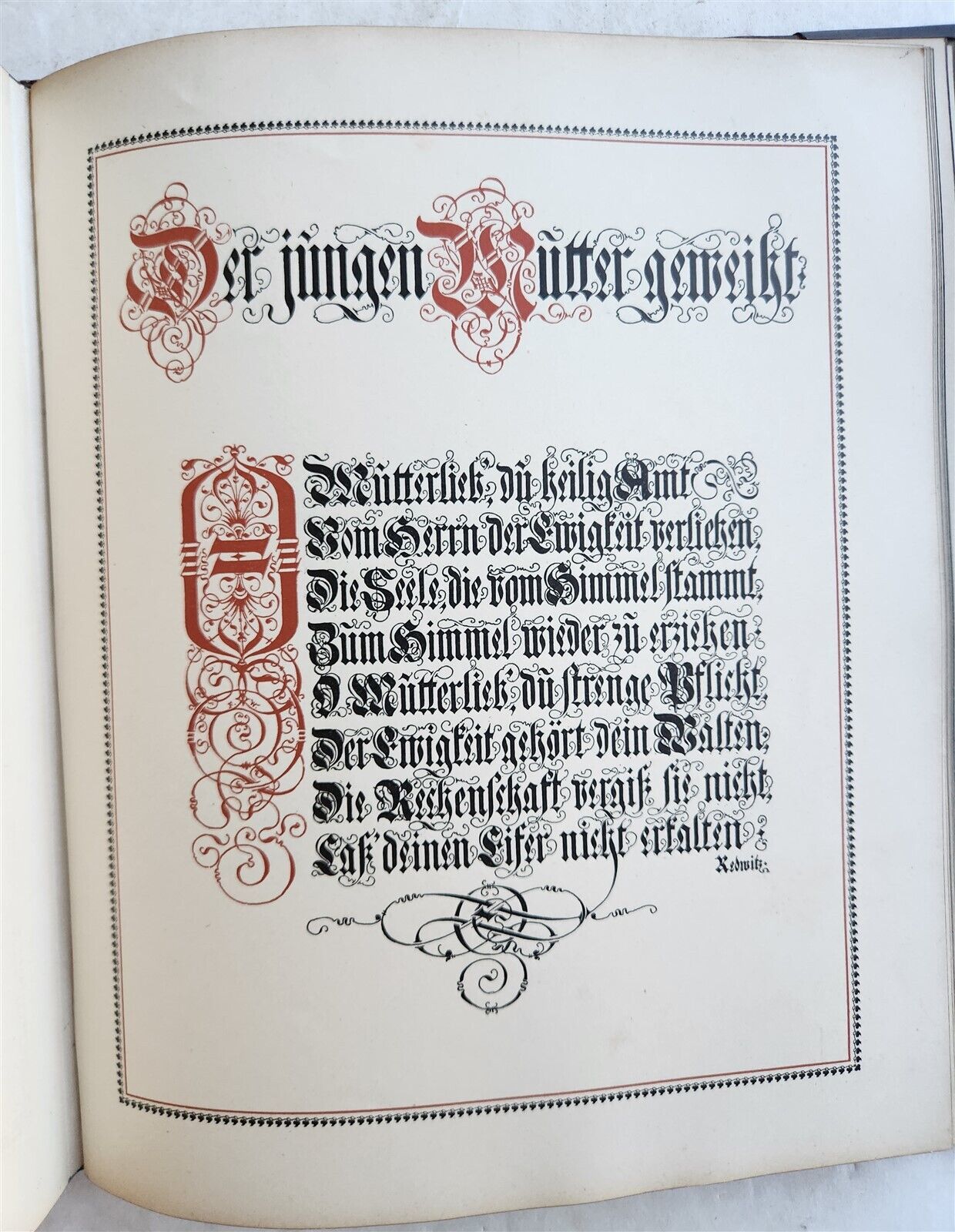 1890 FAMILY CHRONICLE w/ AMAZING BLIND-STAMPED LEATHER BINDING antique