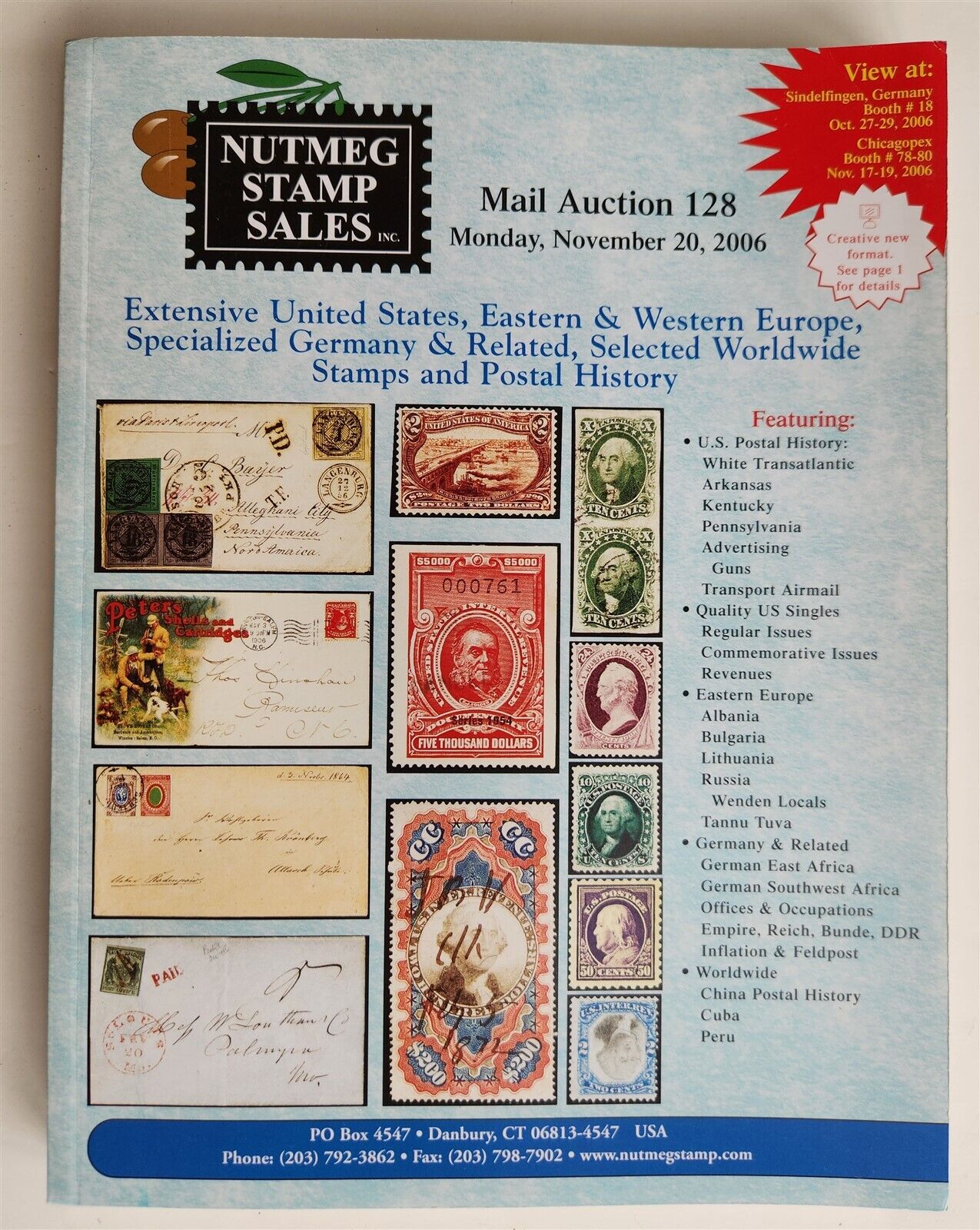 PHILATELIC STAMPS NUTMEG AUCTION CATALOG # 128 2006