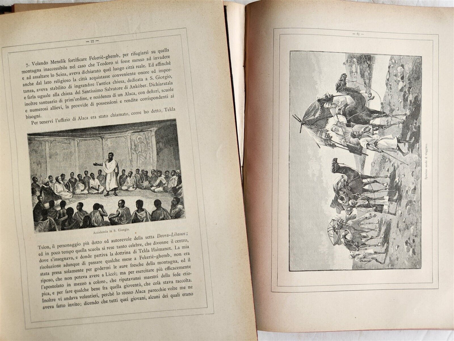 1885 TRAVELS in ETHIOPIA AFRICA in ITALIAN 6 FOLIO VOLUMES antique ILLUSTRATED